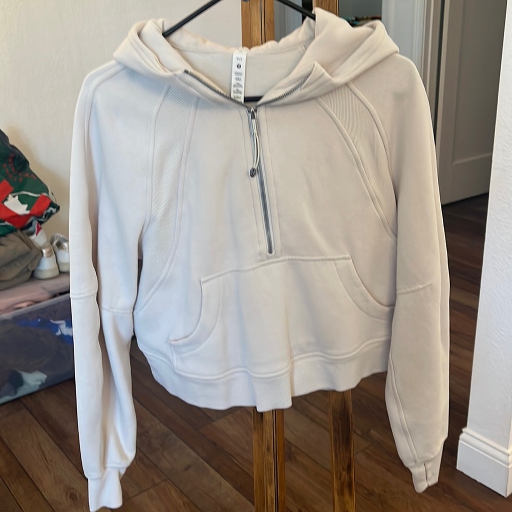 White Opal Oversized Half Zip Scuba Hoodie